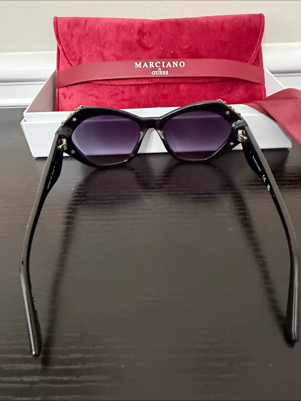 Marciano Black Crystal-Embellished Cat Eye Sunglasses - Picture 6 of 7